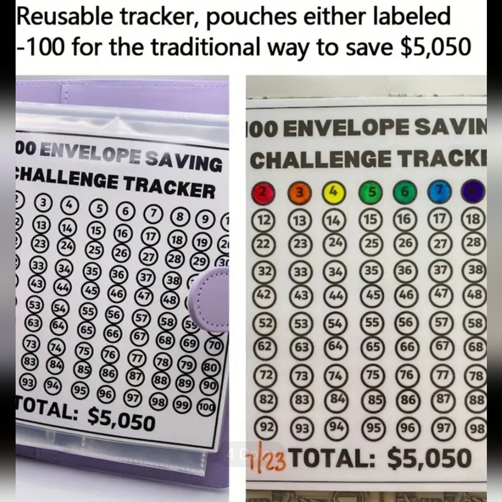 100 Envelope Challenge Binder Saving Folder Purple Color - Picture 4 of 6